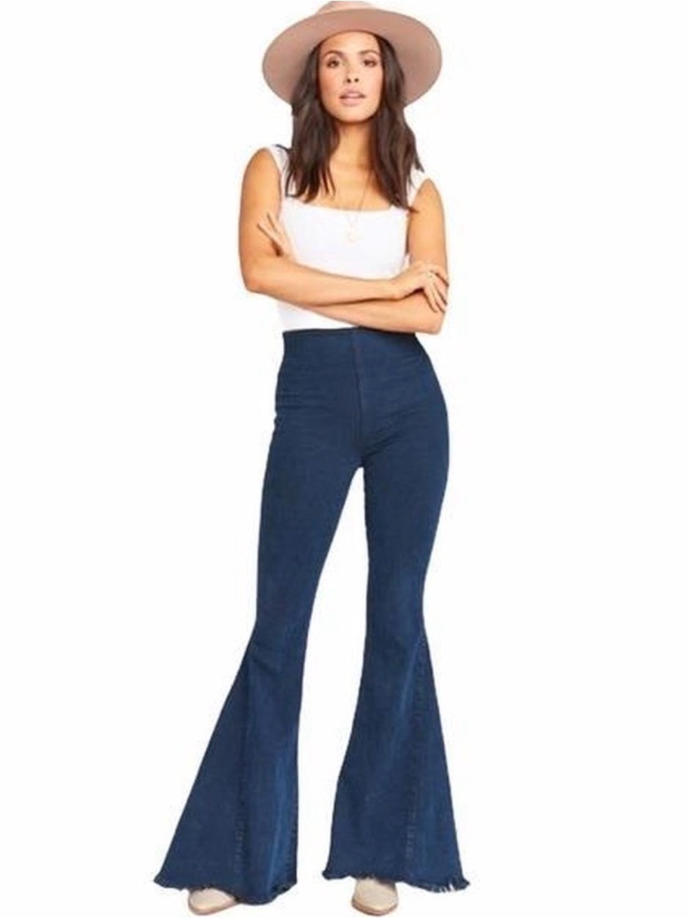 Show Me Your Mumu High-Waist Navy Flare Jeans for Women